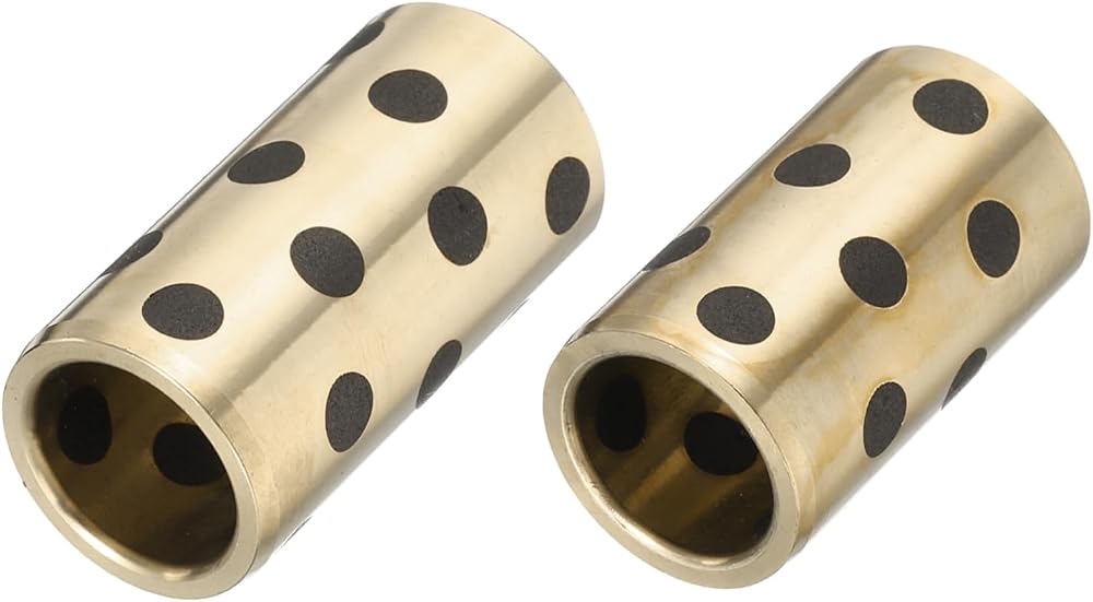 sourcing map Sleeve Bearings 15mm Bore 20mm OD Brass Graphite Oilless Bushing