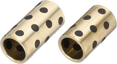 sourcing map Sleeve Bearings 15mm Bore 20mm OD Brass Graphite Oilless Bushing