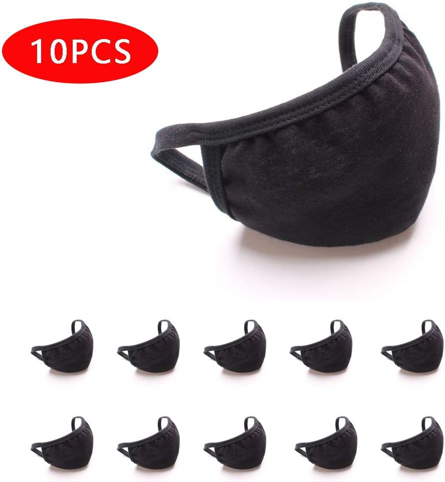 10 Pack Black Face Màsk Washable-Reusable, Cotton, Anti-Dust, Protection from Dust, Pollen, Pet Dander, Other Airborne Irritants，Pure Cotton Breathable Washable Màsk for Smoke Cycling Camping Travel