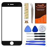 5.5 Inch iPhone 7 Plus Black Front Outer Lens Glass Screen Replacement, CrazyFire Repair Kit Include Screen Lens Glass+1MM Adhesive Tape+Tools Kit+1 Pair Tweezers+1 Roll Micro Wire Screen Seperator