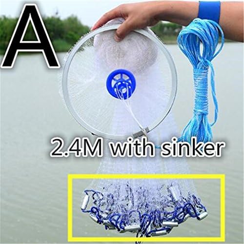 Cast Nets 2.4M-4.2M With Sinker And Without Sinker USA Style Catch Fishing Net Small Mesh Fly Hand Throw Gill Network 240cm with sinker