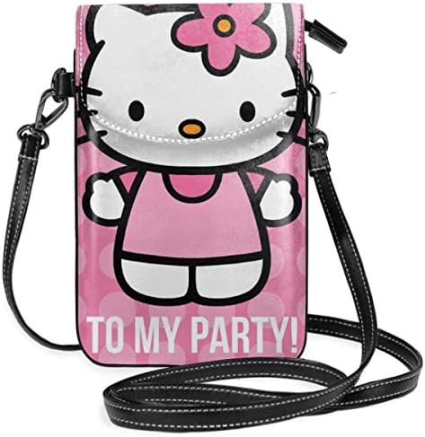 LRISDI Stylish Welcome Party Hello Kitty PU Leather Small Cross Body Bag-Cell Phone Purse Smartphone Wallet Credit Card Slots