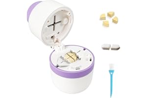 VERORAL Pill Cutter, Stainless Steel Blade Pill Splitter with 1/2 & 1/4 Cutting, Airtight Storage Container, Portable Pill Cutters for Small or Large Pills (Purple)