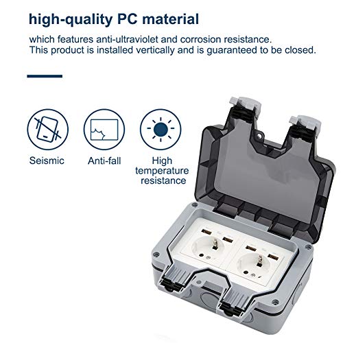 Außensteckdose Steckdose mit USB Anschluss,IP66 Wasserdicht Wandsteckdose Staubdicht Outdoor Wasserdichte Steckdose mit… – Bild 5