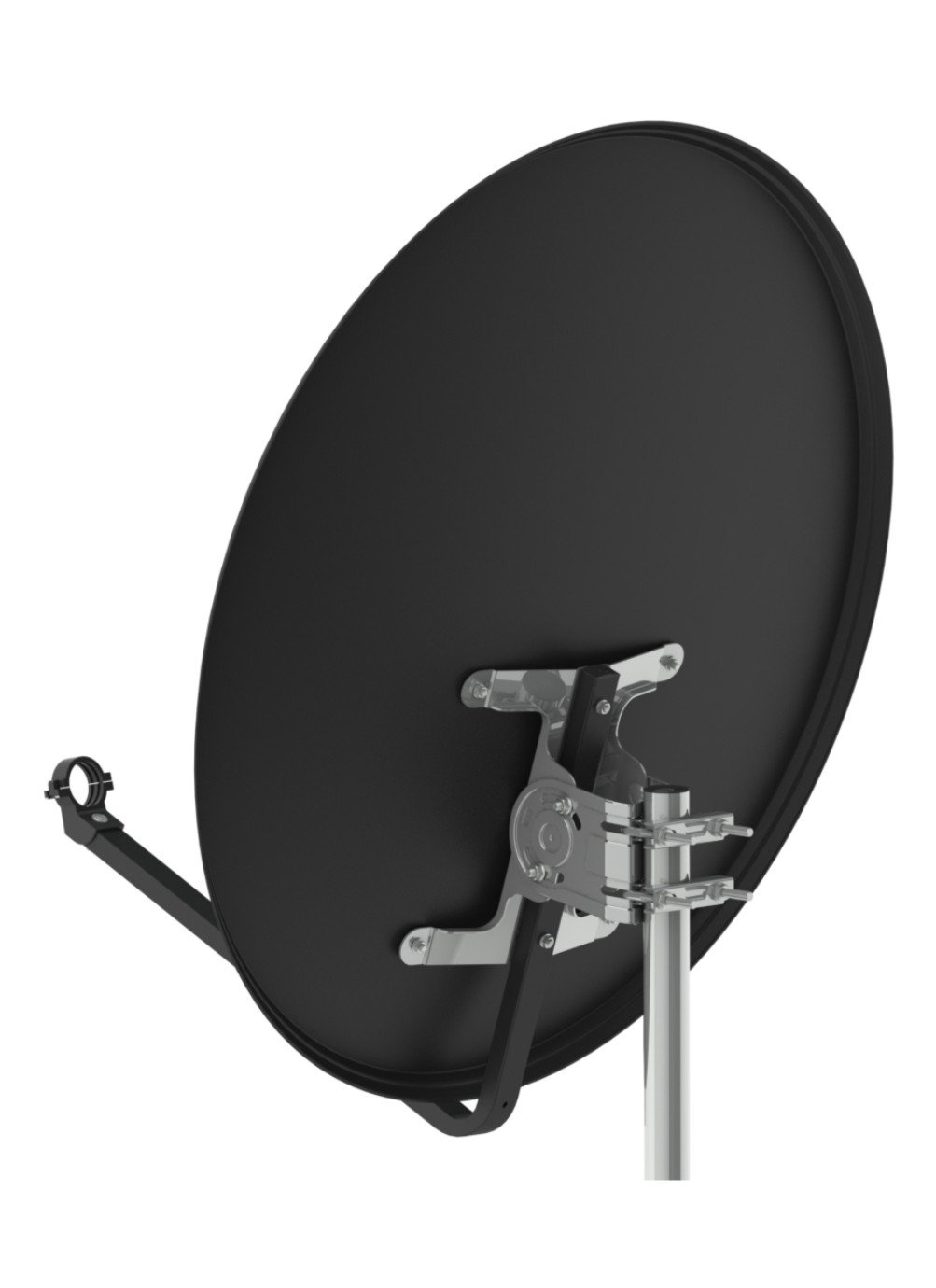 Antenne Satellite CORAB 80 Cm Noir - Compatible HD 4K, Gain 37.4 DB, Diamètre Mât 32-60 Mm