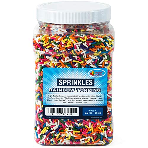Sprinkles Rainbow Topping in Resealable Container, 2.2 LB Bulk Candy