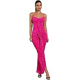 Floerns Women's Ruffle Ruched Cami Dress Draped Split Elegant Bodycon Maxi Dresses