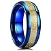 King Will Meteor Mens 8mm Blue Tungsten Carbide Sliver/Gold Meteorite Inlay Domed High Polished Ring