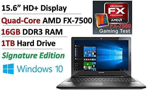 2017 Signature Edition Lenovo 15.6" High Performance Business and Gaming Laptop PC, Quad-Core AMD FX-7500 APU up to 3.30 GHz, 16GB DDR3, 1TB HDD, AMD Radeon R7, DVDRW, WLAN, Bluetooth, Windows 10