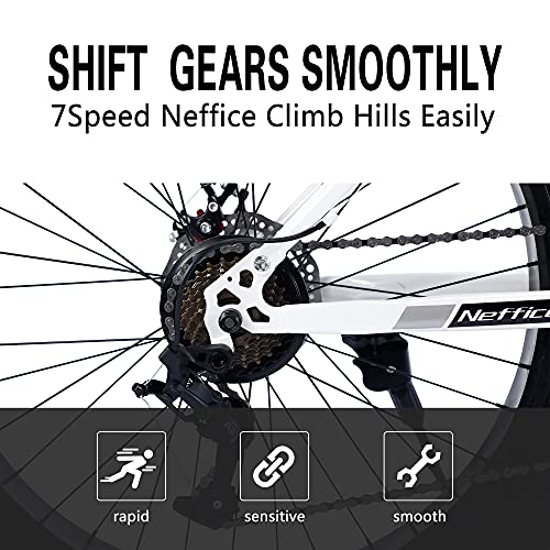 Neffice Fat Tire Mountain Bikes, 26Inch Wheels, 4Inch Wide Tires, 7Speed, High Carbon Steel