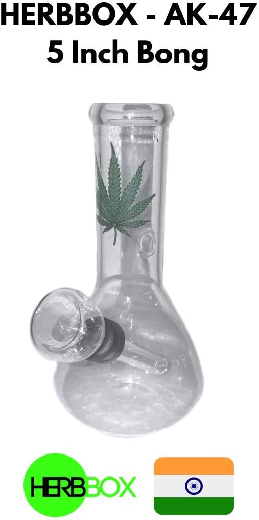 HERBBOX - AK47 5 Inch Glass Bong for Smoking | Small Mini Glass Bong | Tobacco Weed Smoking Bong by HERBBOX