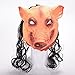 YiYi Operation Halloween Christmas Saw Mask Pig Head with Hair Animal Horrible Cosplay Masquerade Costume Latex Mask