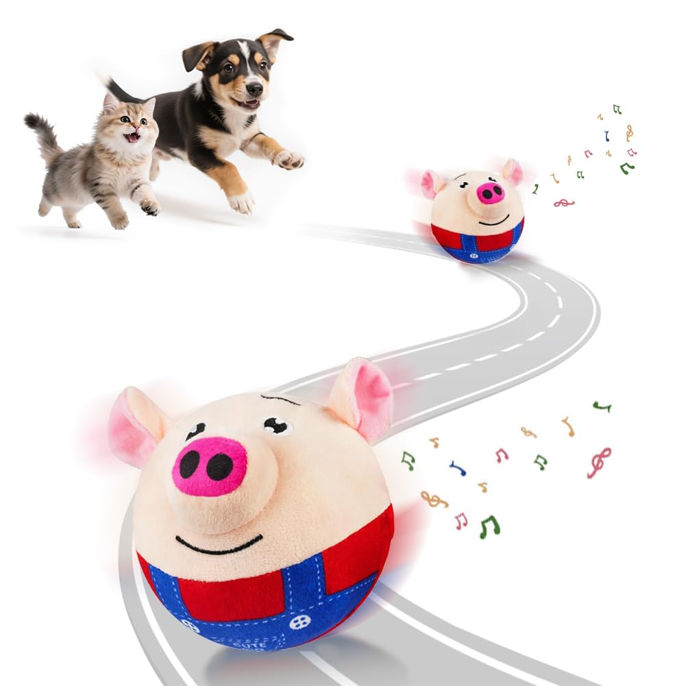 Adiwo Dog Toys Interactive Ball, Bouncing Toy for Pets, Self-Motion Sound Toy, Washable and Rechargeable for Dogs and Cats