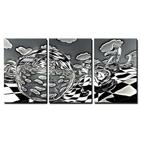 Surreal Chess Board Wall Decor x3 Panels