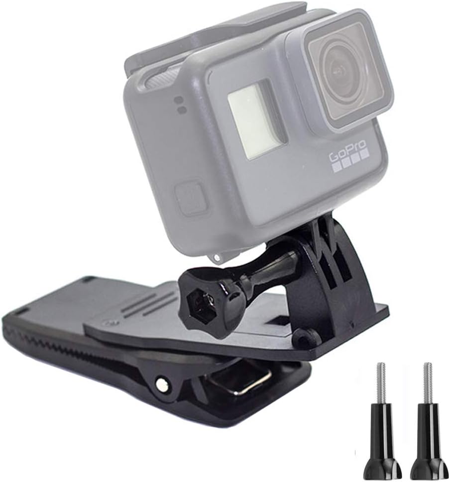 Homeet Backpack Clip Camera Head Strap Clamp Mount Belt Clip Mount 360 Degree Rotation for GoPro Hero5/4/3+/3/ Session & Garmin Virb XE Xiaomi Yi 4K DBPOWER QUMOX Akaso Apeman