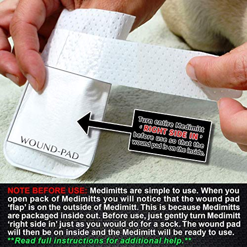 PawFlex Medimitt Paw Bandages for Dogs, Cats and Pets Medical Booties, First aid for Paws Non Slip, Non Adhesive, Breathable,Disposable, Washable, Velcro Fasteners, Value Pack (X-Small 12-Pack)