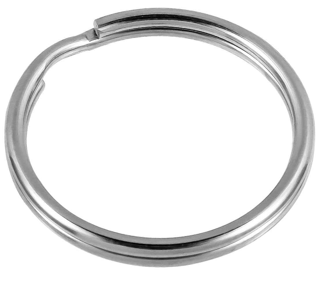 Merriway BH02113 (20 Pcs) Key Ring Spring Steel, 25mm (1 inch) Nickel Plated - Pack of 20 Pieces