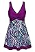 wantdo Women's One Piece Swimsuit with Skirt Plus Size Swimwear Cover Up Purple 18/20 Plus