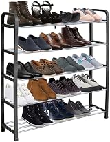 Keplin 5 Tier Shoe Slots Rack Space Saving Organizer 75.5 x 18.5 x 75.5 cm Black view 5