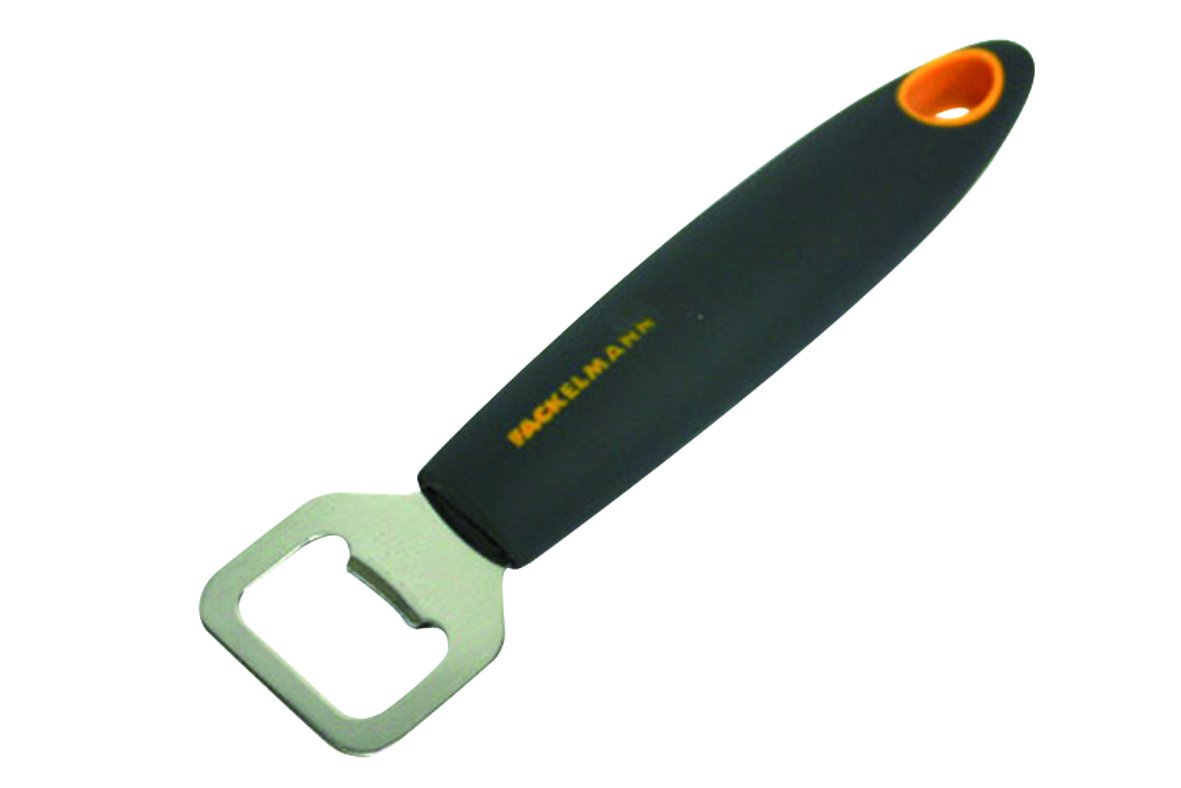 Fackelmann Bottle opener Soft 16cm in grey/orange/silver, Stainless Steel, 16 x 7.9 x 2.3 cm