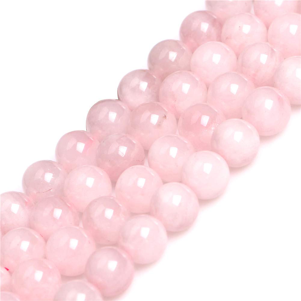 GEM-Inside Natural 12mm Rose Quartz Round Gemstone Semi Precious Loose Beads for Jewellery Making 15''