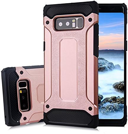 Note 8 case, Sophili Armor Series Impact Hybrid Dual Layer Protective Heavy Duty Rugged Cover Case for Samsung Galaxy Note 8(2017) with Drop Resistant Shockproof Bumpers - Rosegold