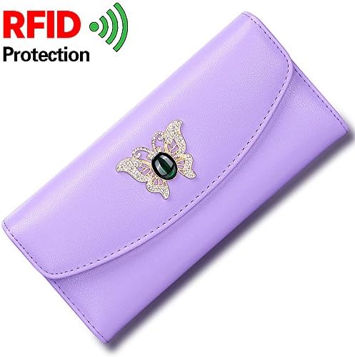 RFID Blocking Long Leather Women Clutch Wallet Ladies Purse Checkbook Holder/Card Holder KARNI SOUL