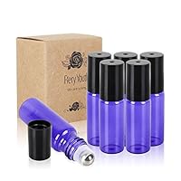 Fiery Youth Purple Glass Essential Oil Roller Bottles with Stainless Steel Roller Balls,Useful for Aromatherapy Perfumes and Lip Balms, 6 Bottle Set,5ml，Glass Roll on Bottle