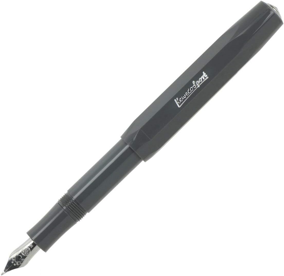 Kaweco SKYLINE SPORT Fountain Pen Grey I Premium Writing Pen for Ink Cartridges 13 cm in Modern Design and Colour I Nib: B (Broad)
