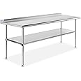 GRIDMANN Stainless Steel Kitchen Prep Table 72 x 24 Inches with Backsplash & Under Shelf, NSF Commercial Work Table for Resta
