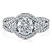 BERRICLE Sterling Silver 3-Stone Wedding Engagement Rings Round Cubic Zirconia CZ Ring for Women, Rhodium Plated Size 4-10