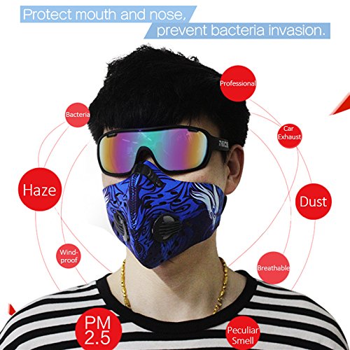 A.B Crew Protective Activated Carbon Cycling Mask Dustproof Motorcycle Bicycle Outdoor Half Face Mask Filter (Eagle)