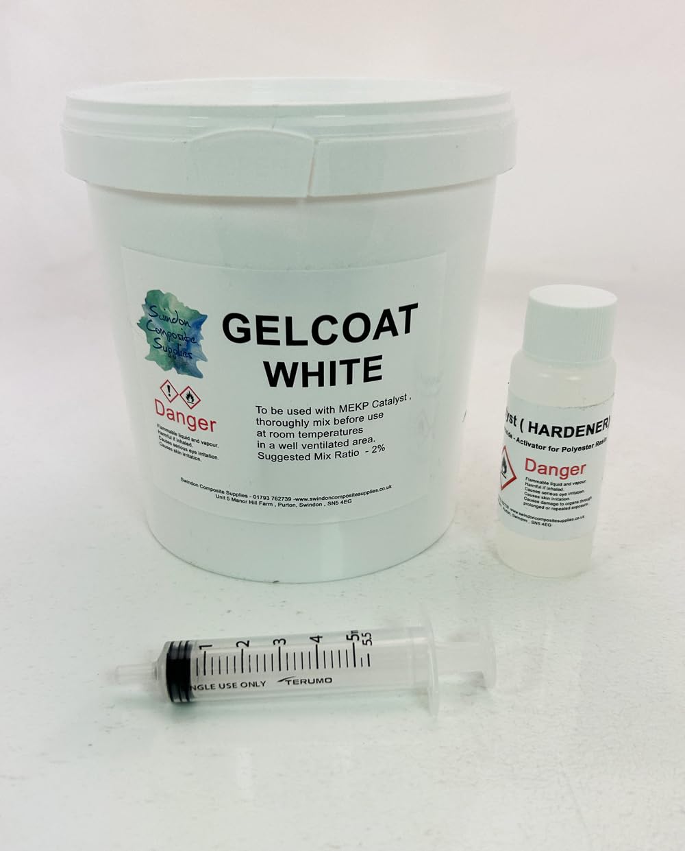 Swindon Composite Supplies : Marine White Gelcoat 250g Lloyds Approved Polyester MEKP Hardener Included (250g)