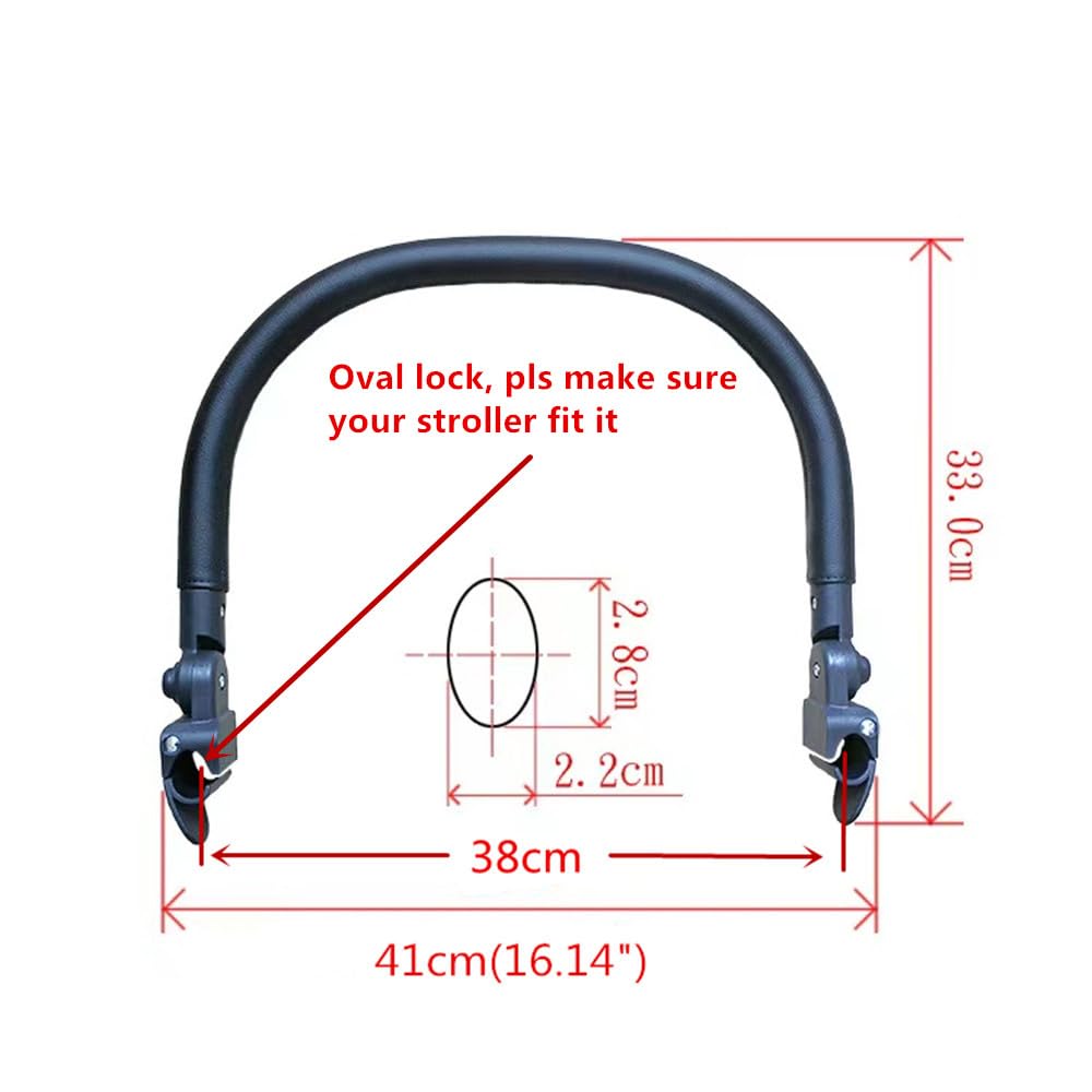 Adjustable Angle Baby Stroller Bumper Bar, Armrest, Handle, Crossbar Accessories Just for BBZ YOYO Black Smooth Leather Cover