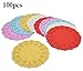 Paper Doilies,Coxeer 100PCS Christmas Doilies Paper Lace Colorful Round Paper Lace Doilies for Cakes, Desserts, Ideal for Wedding,Christmas, Tableware Decor, Party Decor 5.5 In