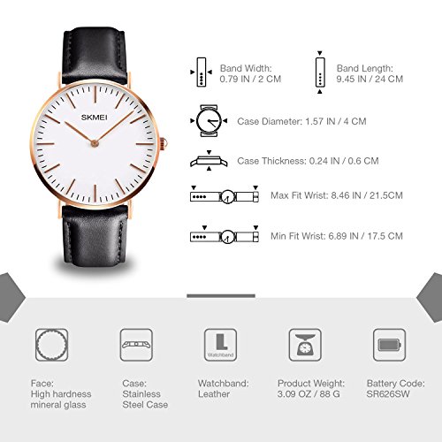 image for cofuo Men's Dress Wrist Quartz Watch with Black Leather Band - Men Bus