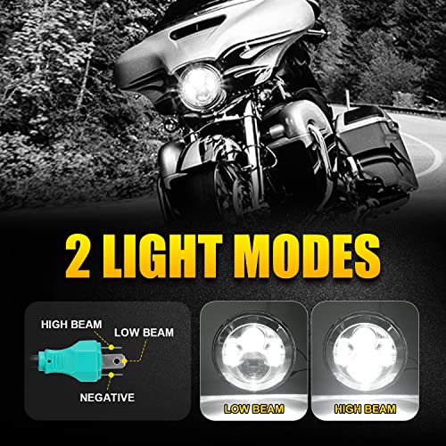 Dot Appoved Chrome 7inch LED Headlight with 4.5inch Matching Chrome Passing Lamps Compatible with H arley Motorcycles with Adapter Ring and wire adapter