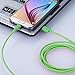 iSeeker Bundle of 3 Durable 6.6ft/2m Nylon Braided Tangle-Free Micro USB Cable for Android, Samsung, HTC, Motorola, Nokia and More(Green)