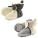 Hudson Baby Unisex-Baby Cozy Fleece Booties Slipper Sock, Cream Gray, 12-18 Months