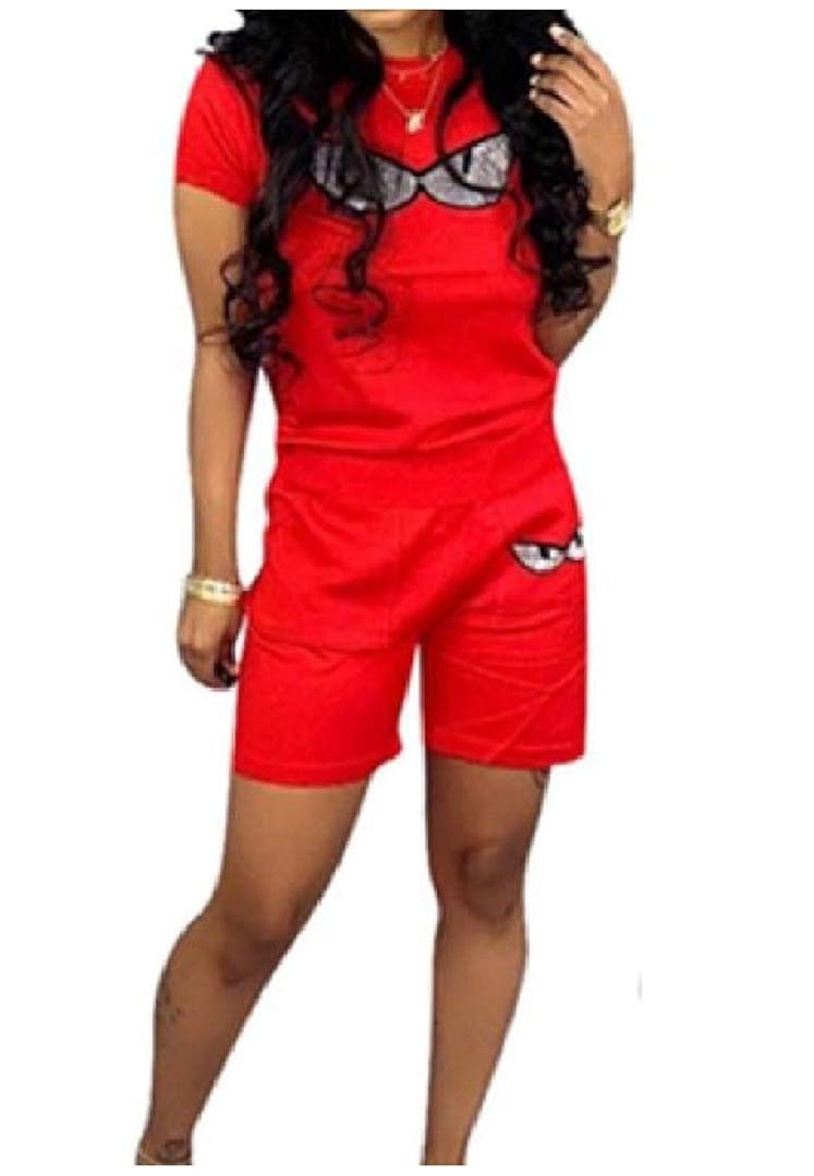 HEFASDM Women Trendly Casual Sequins Movement T-Shirts and Sweatpants Outfit