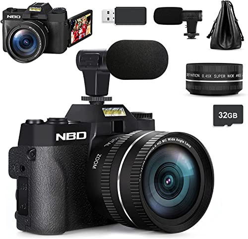 NBD Digitalkamera 4K 48MP Kompaktkamera，3,0 Zoll Ultraklarer Bildschirm YouTube Vlogging Kamera mit Weitwinkelobjektiv und digitaler 16-Fach-Zoom-Videokamera，Kameras für die Fotografie