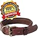 Logical Leather Padded Dog Collar - Best Full Grain Heavy Duty Genuine Leather Collar - Brown - Large