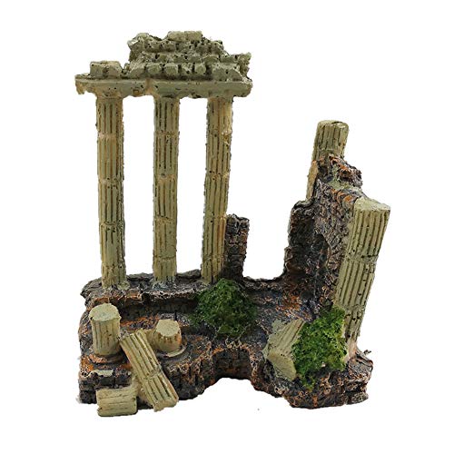 EHC Resin Solid Vintage Roman Column Aquarium Decorations Fish Tank Rock Ruins Plants Decor Aquarium Decoration Ornaments