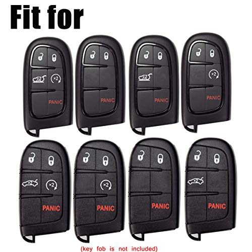 Rubber Smart 5 Buttons Key Fob Cover Remote Case Keyless Protector Jacket for 2018 2019 2020 2021 Jeep Grand Cherokee Compass Dodge Challenger Charger | ES Rubber Smart 5 Buttons Key Fob Cover Remote Case Keyless Protector Jacket for 2018 2019 2020 2021 Jeep Grand Cherokee Compass Dodge Challenger Charger | ES