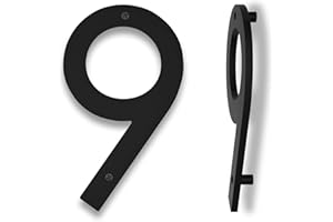 HOUSEDIGITS 10 Inch Modern Floating House Numbers for Outside, Large Black Address Number with Nails Kit & Template, Easy to Mount for Exterior House Address - Ideal for Garage Gates, Streets, and Farmhouses, Numbers for Address on House (Number 9)