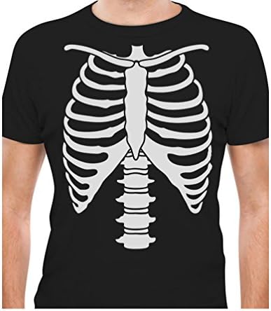 TstarsSkeleton Ribcage Shirt for Men - Xray Front and Back Halloween Outfit with Casual Funny Bones Print Tee
