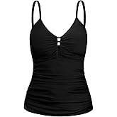 Ocean Blues Women's Retro Tankini Swimsuit Shirring Tummy Control Tankini Top Only