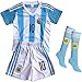 Wild Bunch New Argentina Home Messi #10 Soccer Football Jersey Sportswear Team Polo Shirt & Short & Sock for 3-14 Years Kids (7-8 YEARS)