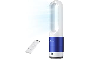 Zicooler Bladeless Fan for Bedroom, 22" Quiet Oscillating Tower Fan with Remote, 8 Speeds, 90° Wide-Angle, 35dB Quiet, 9H Timer, LED Display, Compact Bladeless Tower Fan for Living Room Office Kitchen