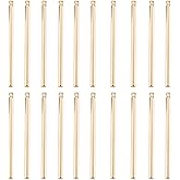 Beebeecraft 1 Box 30Pcs Gold Bar Charms 18K Gold Plated Brass Stick Strip Long Vertical Charms with Hole for DIY Earrings Necklace Jewelry Making